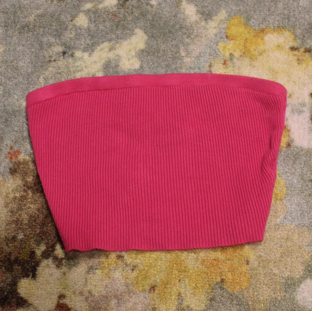 Pink Ribbed Tube Top